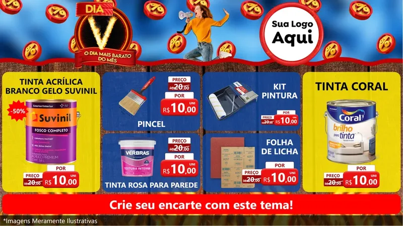 Modelo de TV para TV Horizontal com o tema Dia V - O Dia Mais Barato Do Mês para Tintas e Ferramentas