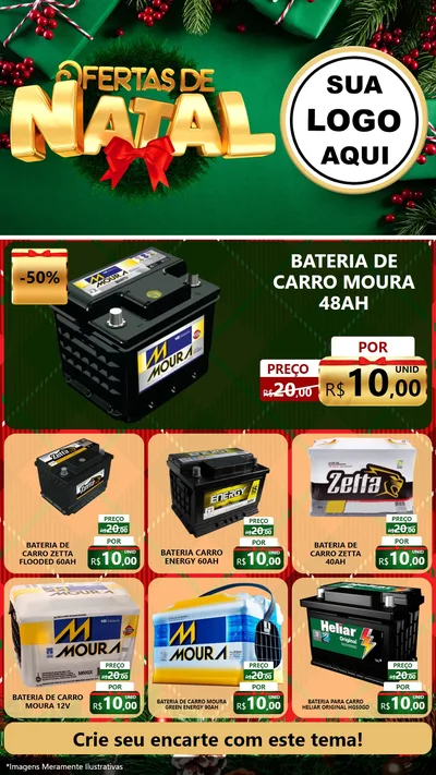 Modelo de Rede Social para Stories com o tema Ofertas de Natal para Baterias Elétricas