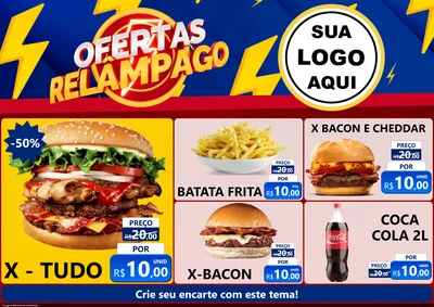Modelo de Encarte para Encarte A4 Horizontal com o tema Ofertas Relâmpago para Hamburgueria