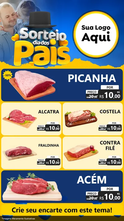 Modelo de TV para TV Vertical com o tema Sorteio Dia Dos Pais para Açougue