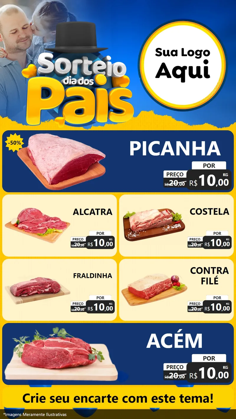 Modelo de TV para TV Vertical com o tema Sorteio Dia Dos Pais para Açougue