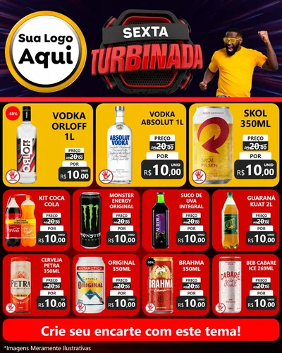 Modelo de Rede Social para Feed Instagram com o tema Sexta Turbinada para Distribuidora de bebidas