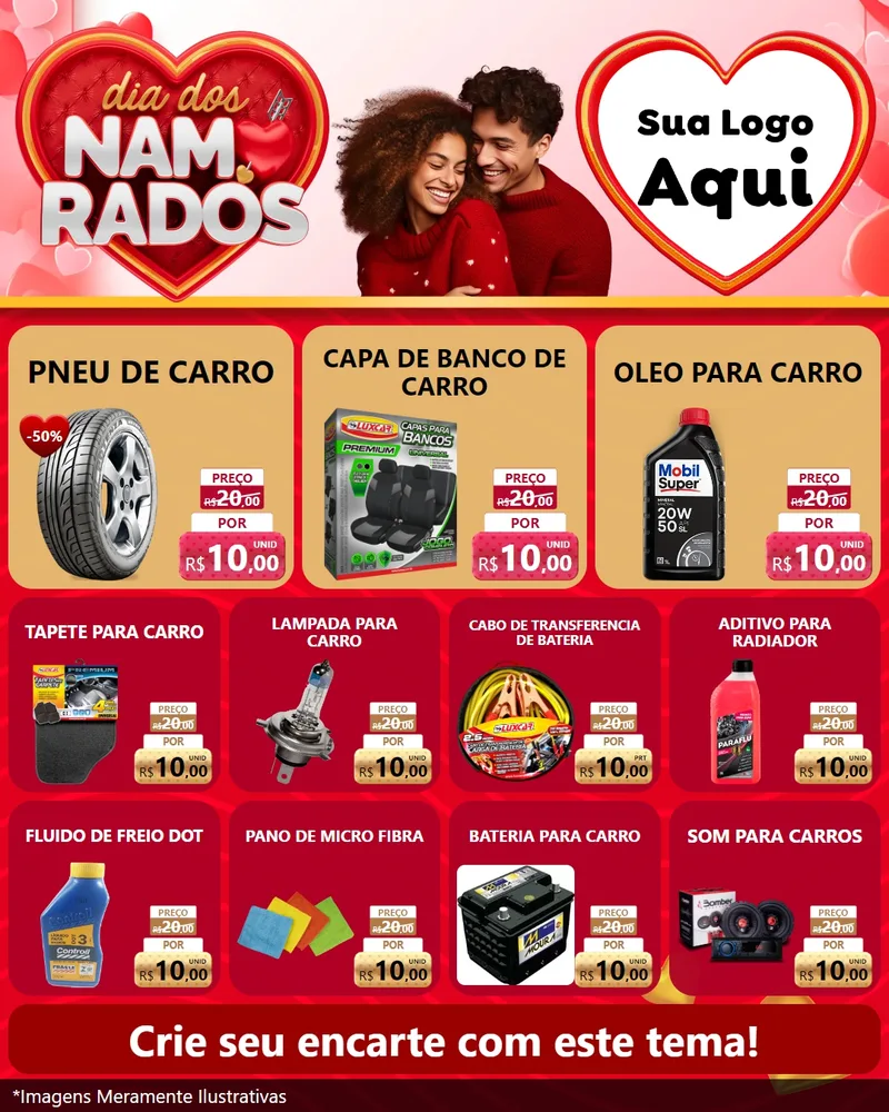 Modelo de Rede Social para Feed Instagram com o tema Dia dos Namorados para Auto peças