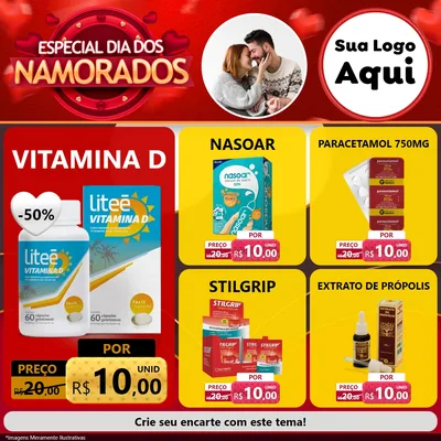 Modelo de Rede Social para Feed Facebook com o tema Especial Dia Dos Namorados para Farmácia