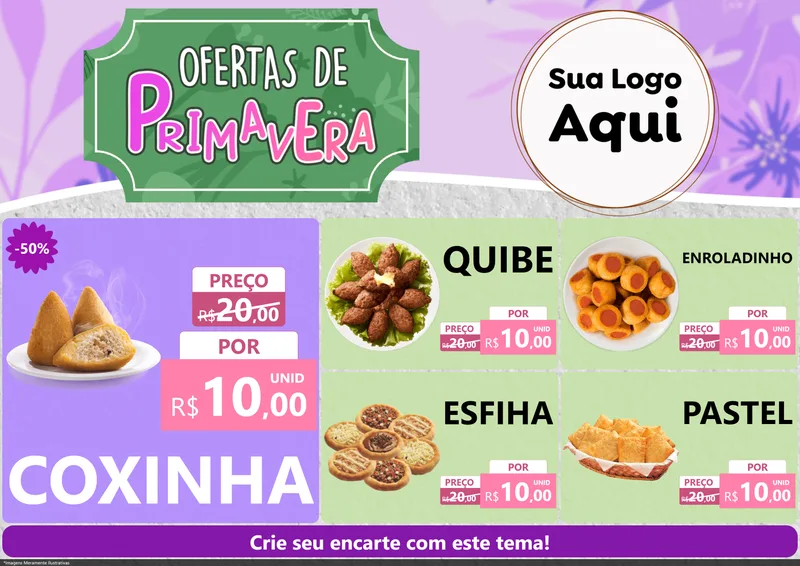 Modelo de Encarte para Encarte A4 Horizontal com o tema Ofertas de Primavera para Salgadaria