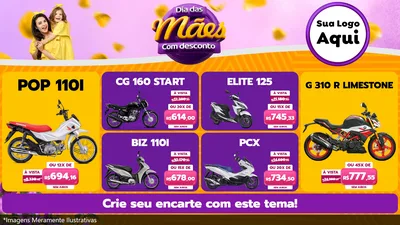 Modelo de TV para TV Horizontal com o tema Dia das Mães com Desconto para Concessionaria de Motos