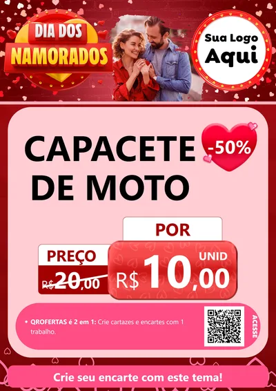 Modelo de Cartaz para Cartaz A4 Vertical com o tema Dia Dos Namorados para Moto peças