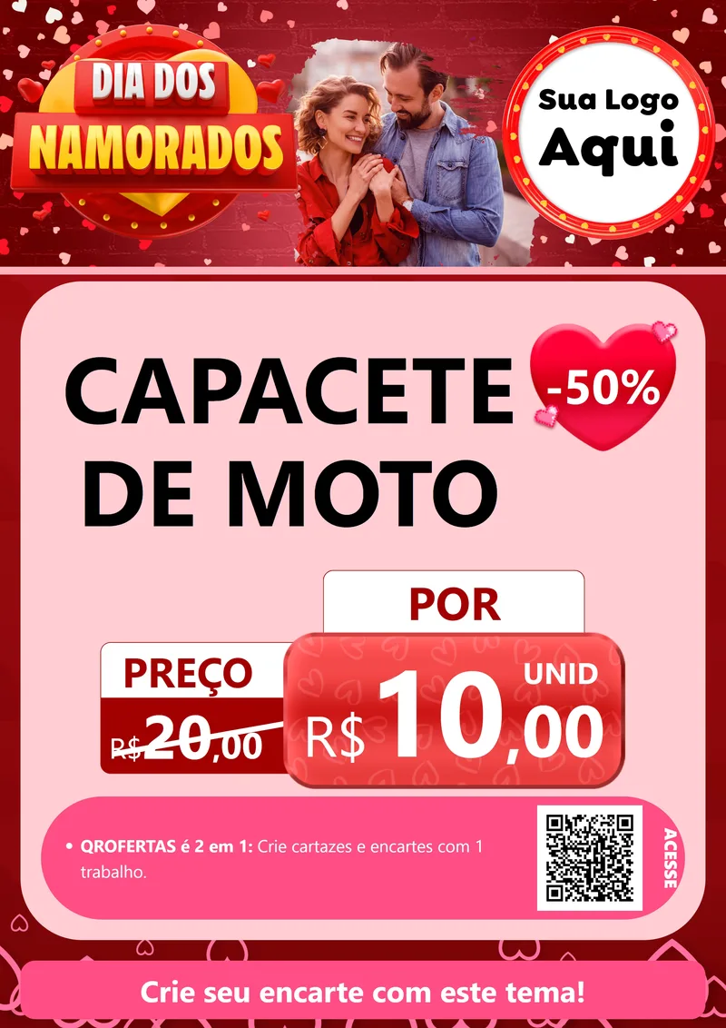 Modelo de Cartaz para Cartaz A4 Vertical com o tema Dia Dos Namorados para Moto peças