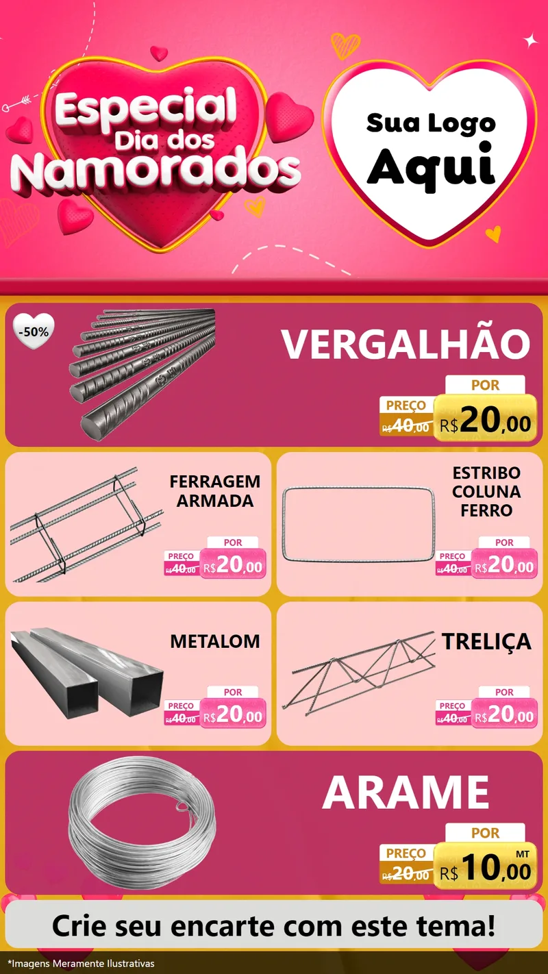 Modelo de TV para TV Vertical com o tema Especial Dia dos Namorados para Ferragens
