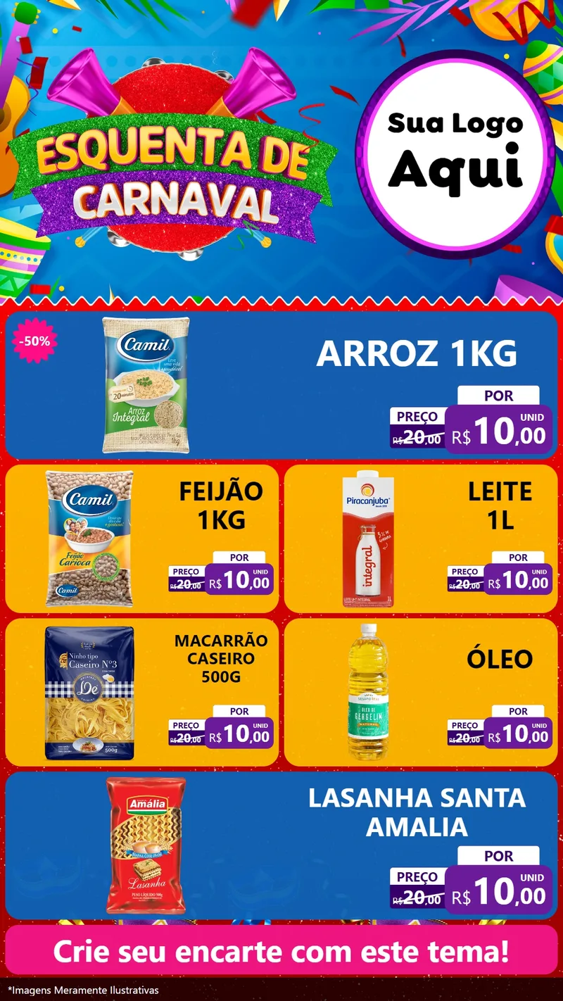 Modelo de TV para TV Vertical com o tema Esquenta de Carnaval para Supermercado