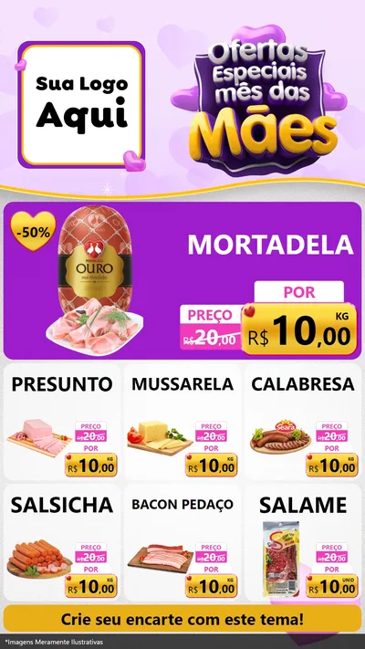 Modelo de Rede Social para Stories com o tema Ofertas Especiais - Mês das Mães para Frios e Laticínios