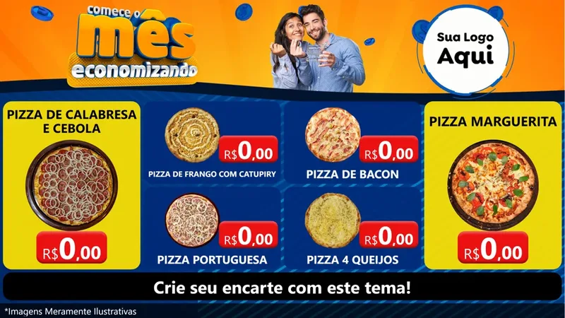 Modelo de TV para TV Horizontal com o tema Comece O Mês Economizando para Pizzaria
