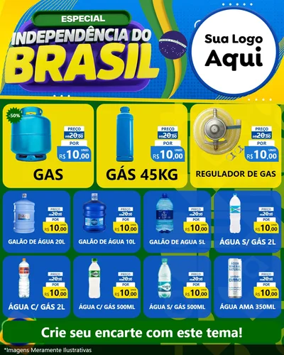 Modelo de Rede Social para Feed Instagram com o tema Especial Independência do Brasil para Água e gás