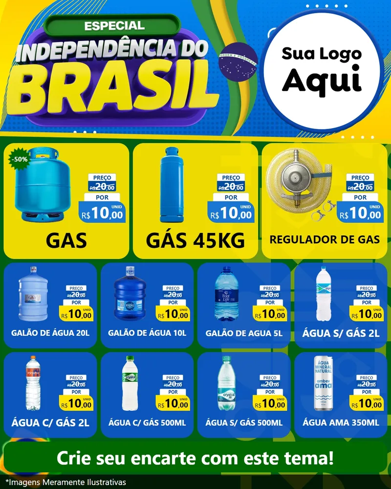 Modelo de Rede Social para Feed Instagram com o tema Especial Independência do Brasil para Água e gás