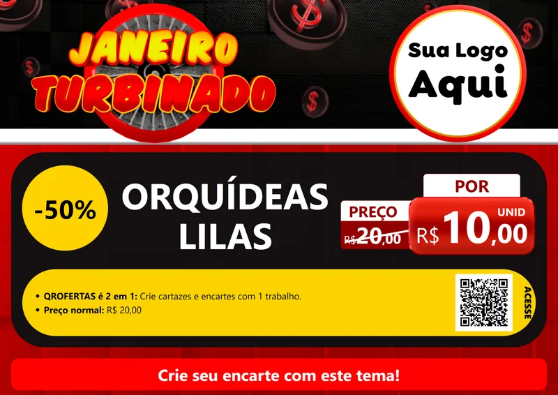 Modelo de Cartaz para Cartaz A4 Horizontal com o tema Janeiro Turbinado para Floricultura e jardim