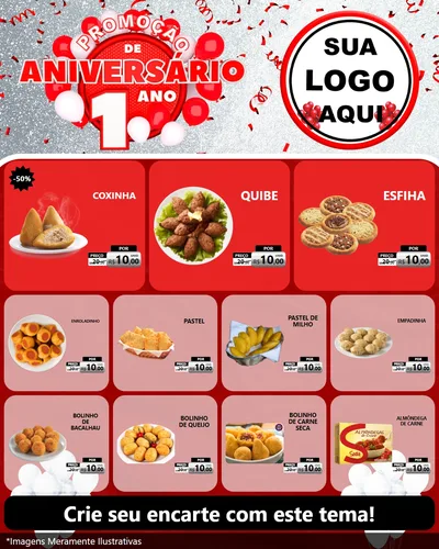Modelo de Rede Social para Feed Instagram com o tema Promoção de Aniversário - 1 Ano para Salgadaria