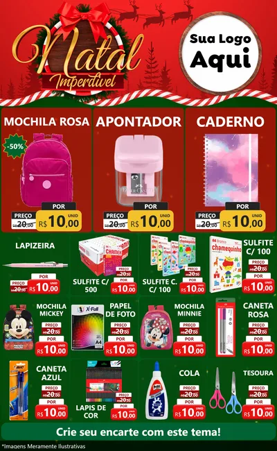 Modelo de Encarte para Encarte Grande com o tema Natal Imperdível para Papelaria