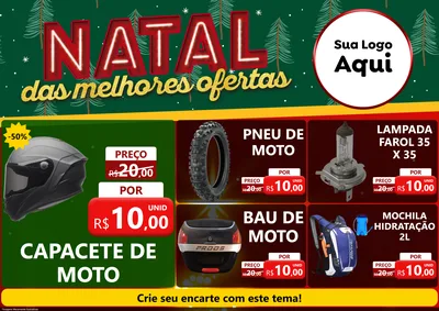 Modelo de Encarte para Encarte A4 Horizontal com o tema Natal das Melhores Ofertas para Moto peças