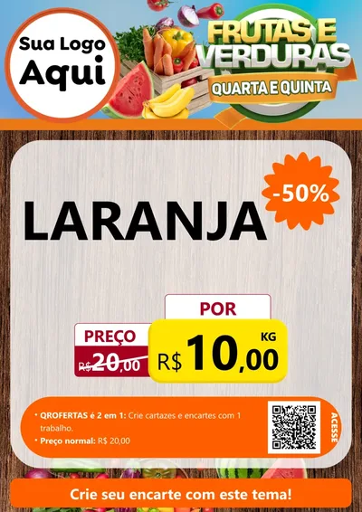 Modelo de Cartaz para Cartaz A4 Vertical com o tema Frutas e Verduras Quarta e Quinta para Hortifrúti
