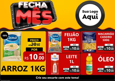 Modelo de Encarte para Encarte A4 Horizontal com o tema Fecha Mês para Supermercado