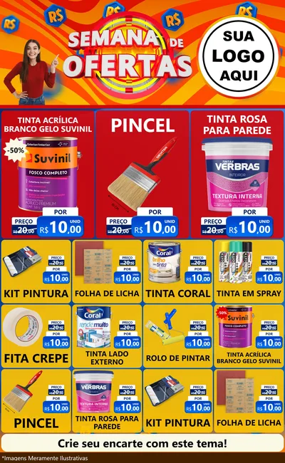 Modelo de Encarte para Encarte Grande com o tema Semana de Ofertas para Tintas e Ferramentas