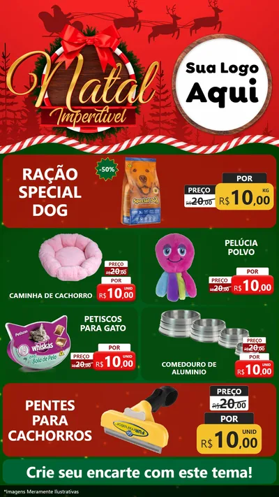 Modelo de TV para TV Vertical com o tema Natal Imperdível para Pet Shop