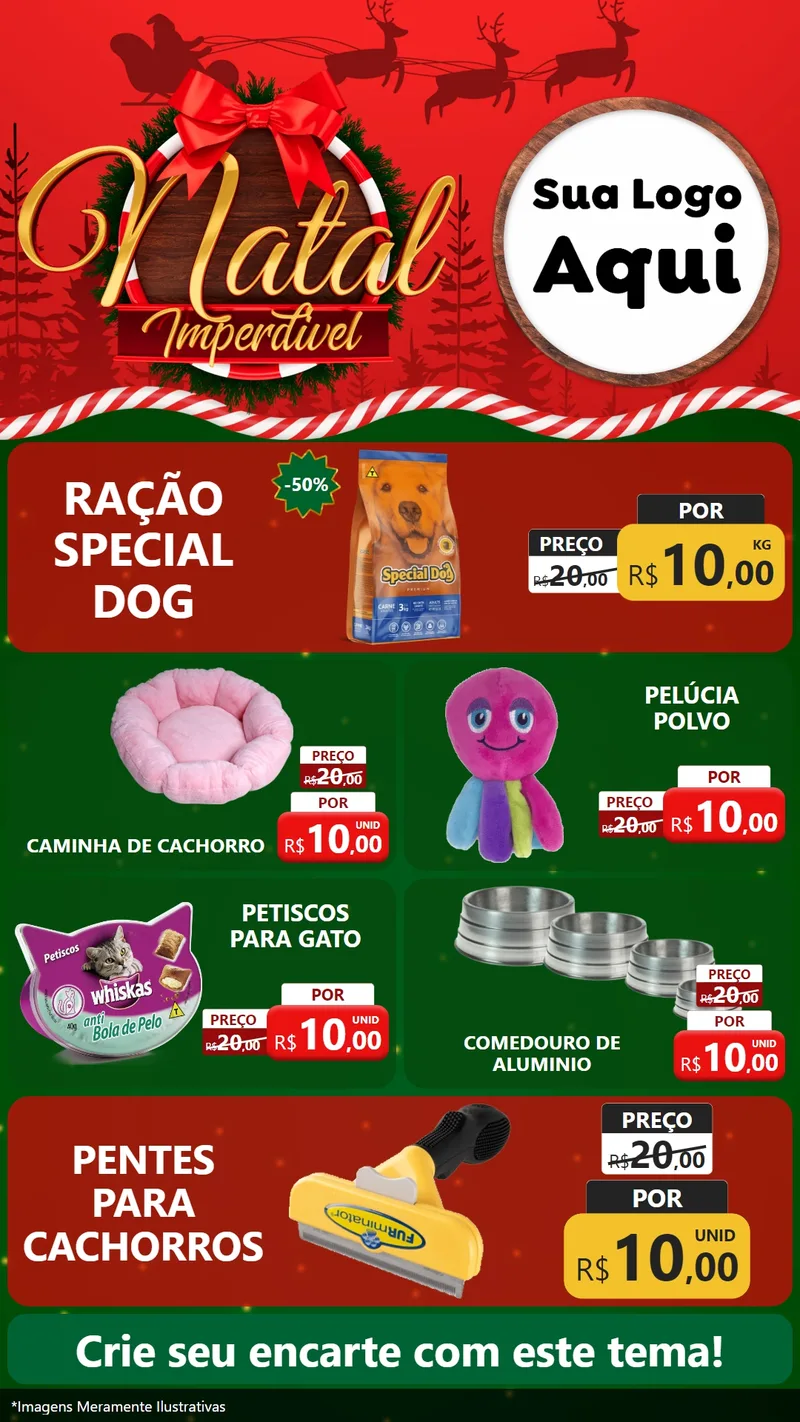 Modelo de TV para TV Vertical com o tema Natal Imperdível para Pet Shop