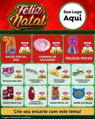 Modelo de Rede Social para Feed Instagram com o tema Feliz Natal para Pet Shop