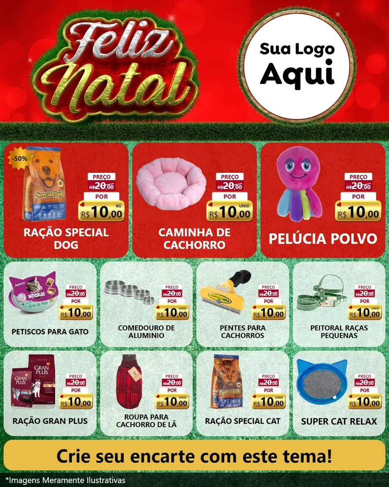 Modelo de Rede Social para Feed Instagram com o tema Feliz Natal para Pet Shop