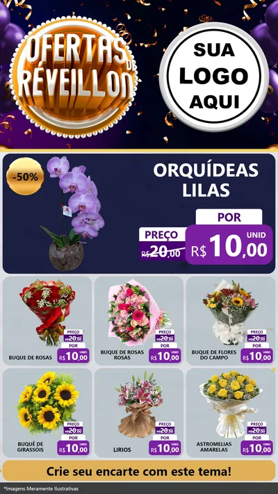Modelo de Rede Social para Stories com o tema Ofertas de Réveillon para Floricultura e jardim