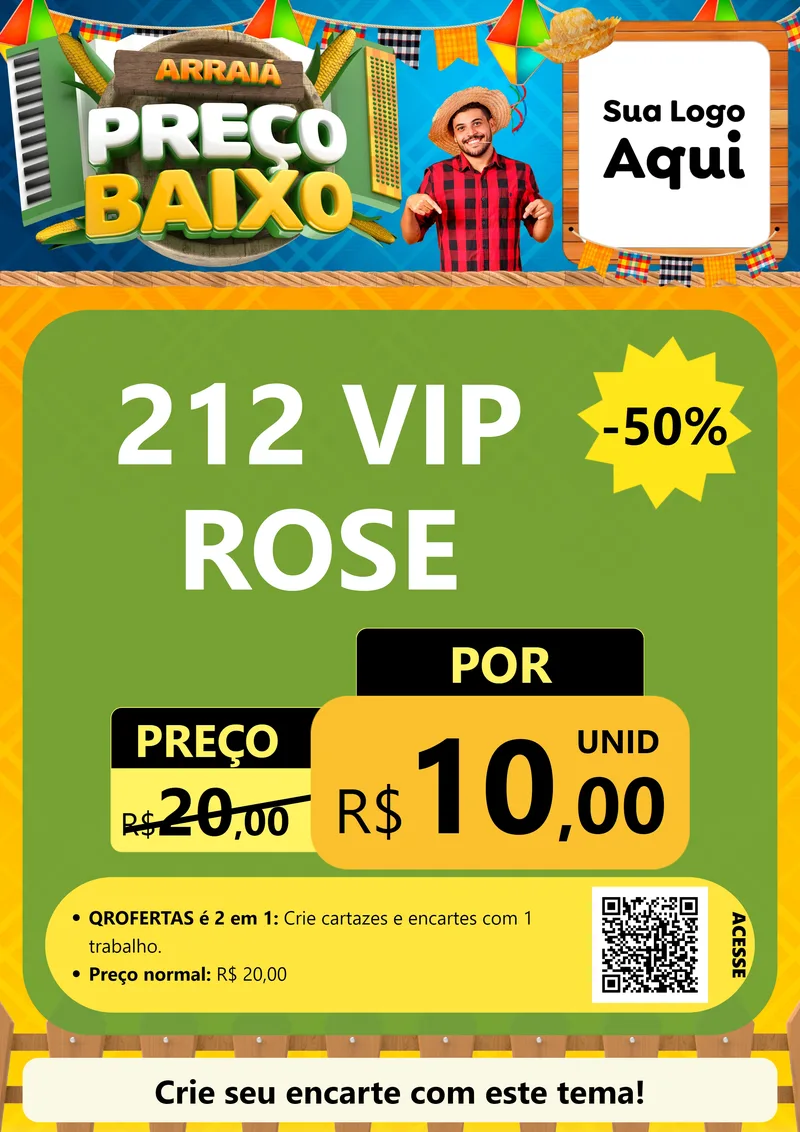 Modelo de Cartaz para Cartaz A4 Vertical com o tema Arraiá de Preço Baixo - Junina para Perfumes