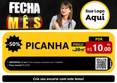 Modelo de Cartaz para Cartaz A4 Horizontal com o tema Fecha Mês para Açougue