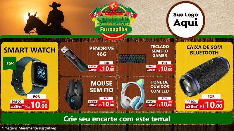 Modelo de TV para TV Horizontal com o tema Especial Semana Farroupilha para Informática