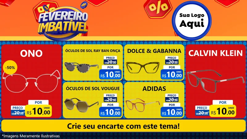 Modelo de TV para TV Horizontal com o tema Fevereiro Imbatível para Óticas