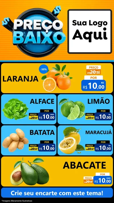 Modelo de TV para TV Vertical com o tema Preço Baixo para Hortifrúti
