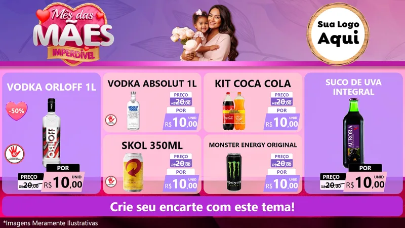 Modelo de TV para TV Horizontal com o tema Mês das Mães Imperdível para Distribuidora de bebidas