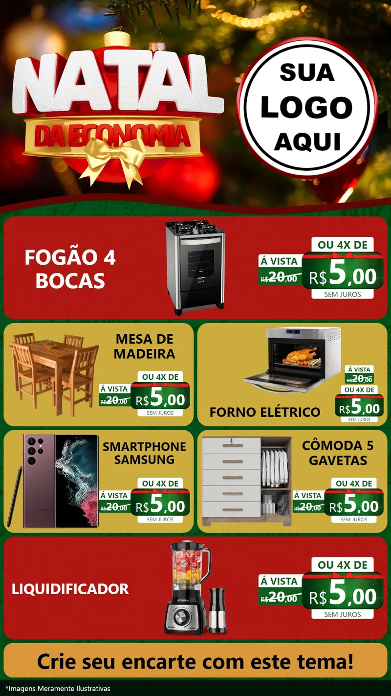 Modelo de TV para TV Vertical com o tema Natal da Economia para Móveis e Eletro