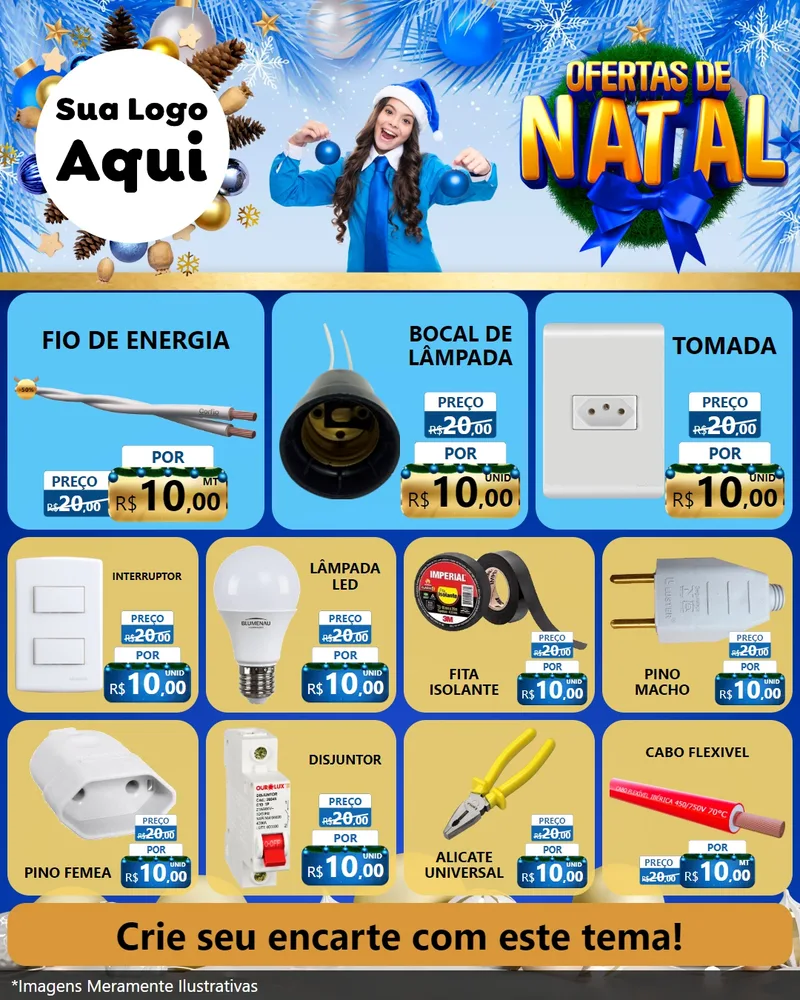 Modelo de Rede Social para Feed Instagram com o tema Ofertas de Natal para Materiais Elétricos