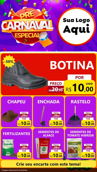 Modelo de Rede Social para Stories com o tema Pré-Carnaval Especial para Agropecuária