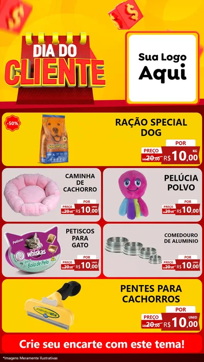 Modelo de TV para TV Vertical com o tema Dia do Cliente para Pet Shop