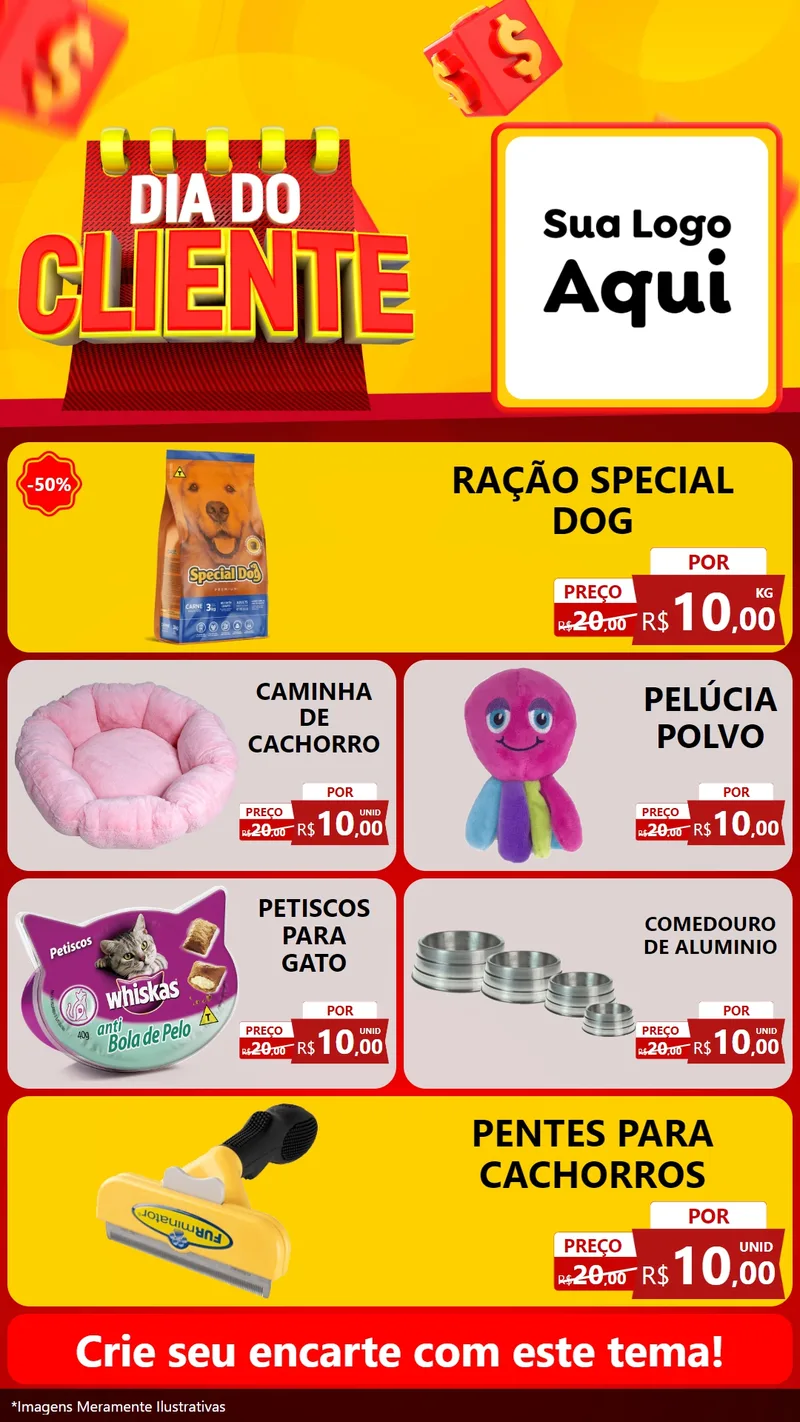 Modelo de TV para TV Vertical com o tema Dia do Cliente para Pet Shop