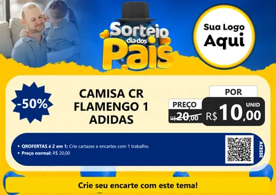 Modelo de Cartaz para Cartaz A4 Horizontal com o tema Sorteio Dia Dos Pais para Roupas e acessórios