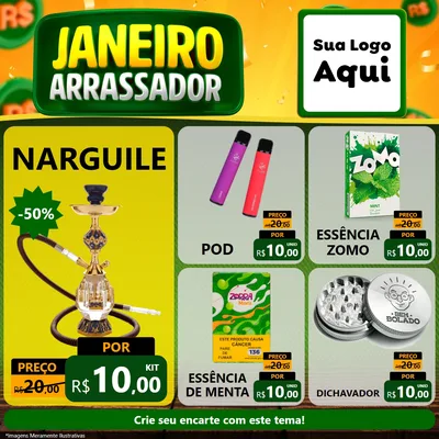 Modelo de Rede Social para Feed Facebook com o tema Janeiro Arrasador para Tabacaria