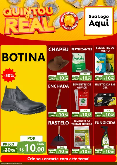 Modelo de Encarte para Encarte A4 Vertical com o tema Quintou do Real para Agropecuária