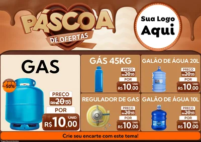 Modelo de Encarte para Encarte A4 Horizontal com o tema Páscoa de Ofertas para Água e gás