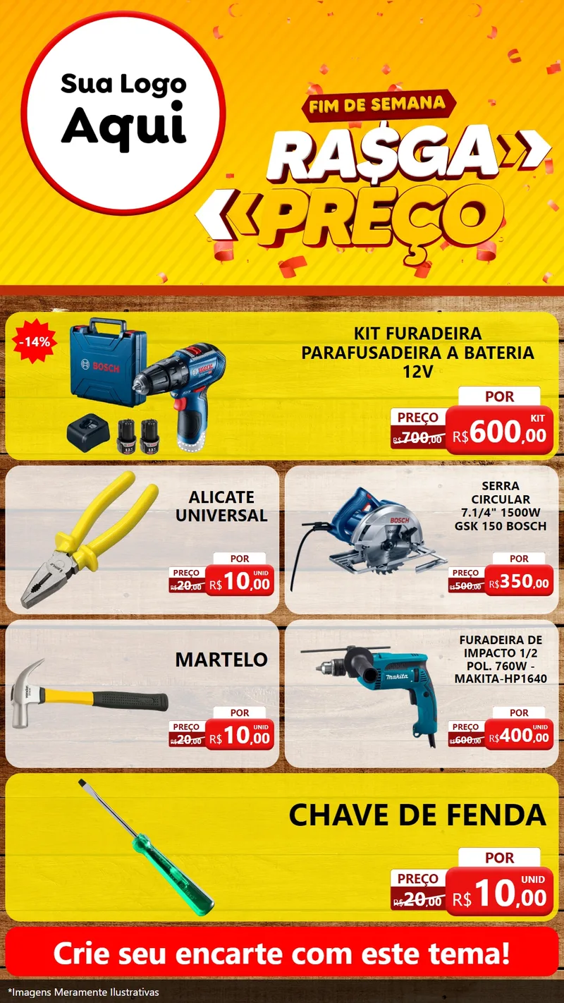 Modelo de TV para TV Vertical com o tema Fim de Semana Rasga Preços para Maquinas e Ferramentas