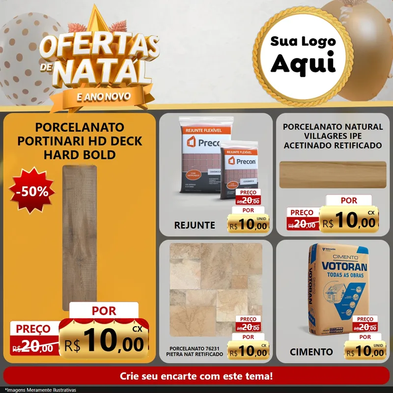 Modelo de Rede Social para Feed Facebook com o tema Ofertas De Natal E Ano Novo para Pisos e revestimentos