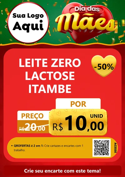 Modelo de Cartaz para Cartaz A4 Vertical com o tema Dia das Mães para Frios e Laticínios