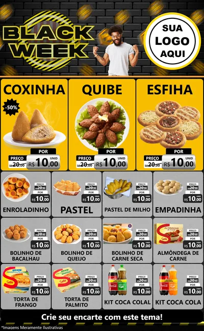 Modelo de Encarte para Encarte Grande com o tema Black Week para Salgadaria