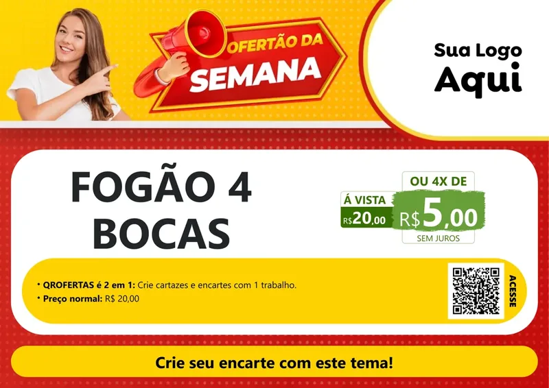 Modelo de Cartaz para Cartaz A4 Horizontal com o tema Ofertão da Semana para Móveis e Eletro